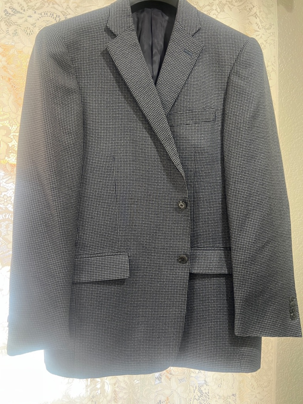 Hart Schaffner Marx Navy Label Blazer with Multicolor Embroidered Crest